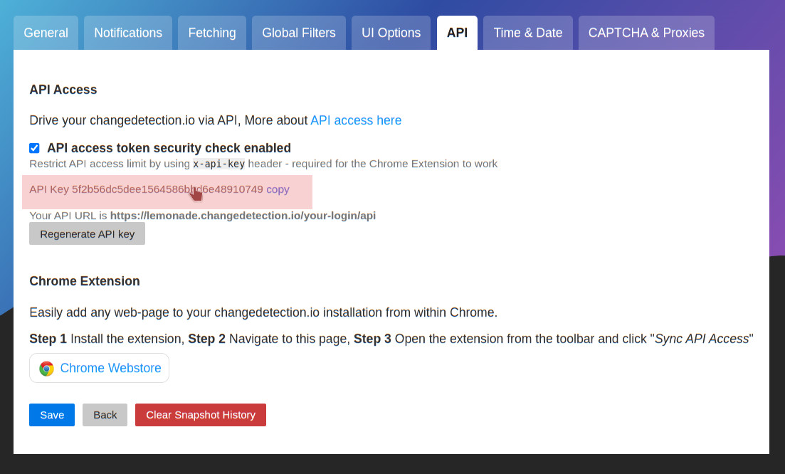 Where to find the API key
